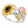 Mt. Rushmore 10K White & Yellow Black Hills Gold Sunflower Ring