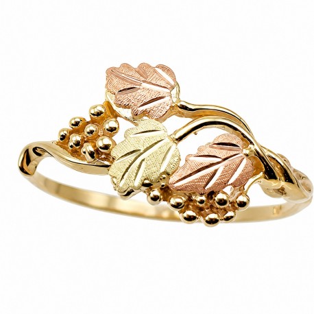 Size 7 10K Black Hills Gold Ladies Ring w Grape Cluster