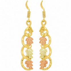 10K Black Hills Gold Dangle Earrings with Diamond Cut Edge