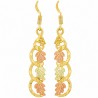 10K Black Hills Gold Dangle Earrings with Diamond Cut Edge