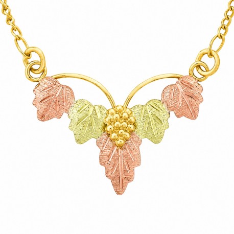 Beautiful 10K Black Hills Gold Necklace with Grape Cluster