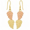 10K Black Hills Gold Leaves Earrings on Shepher Hook