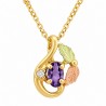 10K Black Hills Gold Twisted Small Pendant w Diamond & Amethyst Color CZ