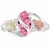 BLACK HILLS GOLD .925 SILVER LADIES 10X5MM PINK CZ RING