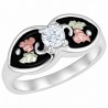  Antiqued Silver Cubic Zirconia Ring wtih 12k Rose and Green Gold