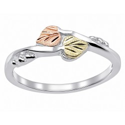 Mt. Rushmore Sterling Silver Ladies Ring w 12K Leaves