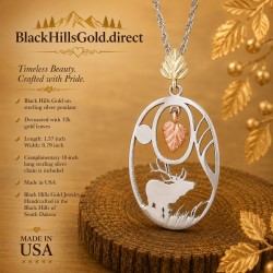 Mt. Rushmore Black Hills Gold on Sterling Silver Elk Pendant