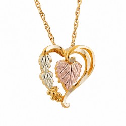 Mt. Rushmore 10K Black Hills Gold Diamond Cut Edge Heart Pendant