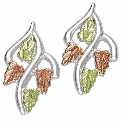 Black Hills Gold Sterling Silver Earrings with Leaves