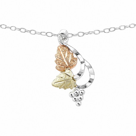 Black Hills Gold Sterling Silver Small Pendant with Grape Cluster