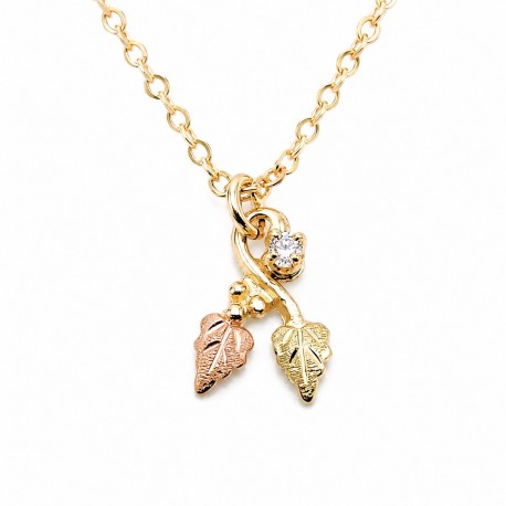 10K Black Hills Gold Twisted Small Pendant w CZ