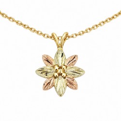 10K Black Hills Gold Flower Pendant with Chain
