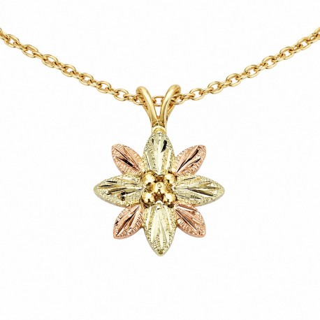 10K Black Hills Gold Flower Pendant with Chain
