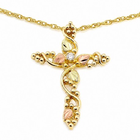 Landstrom's® 10K Black Hills Gold Cross Pendant with Diamond