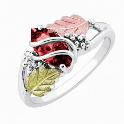 Landstrom’s Black Hills Gold on Sterling Silver Ladies Ring with Synthetic Garnet