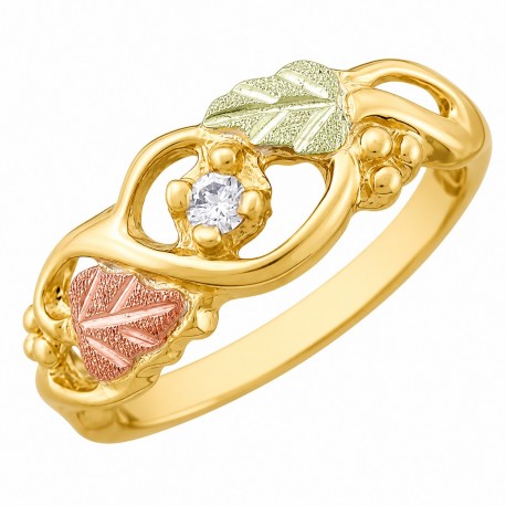 10K Black Hills Gold Ladies Ring with Diamond