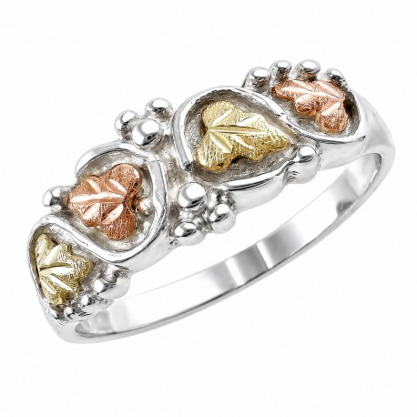 Lovely Black Hills Gold Sterling Silver Ladies Ring