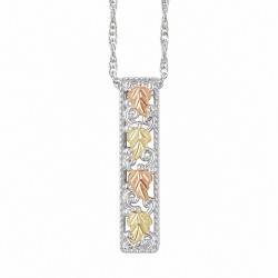Mt. Rushmore Black Hills Gold on Sterling Silver Leaf Bar Pendant