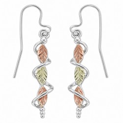 Black Hills Gold on Sterling Silver Long and Twisted Earrings