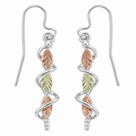 Black Hills Gold on Sterling Silver Long and Twisted Earrings