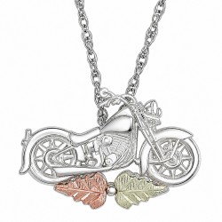 Black Hills Gold on Sterling Silver Mini Motorcycle Pendant