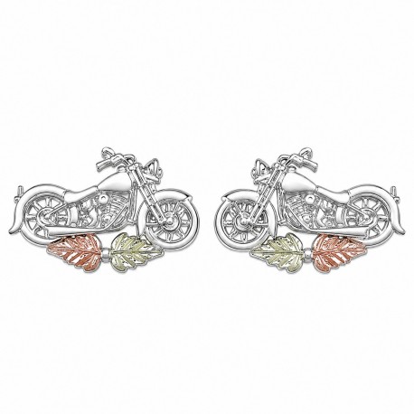 10k Black Hills Motorcycle Earrings