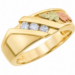 10K Black Hills Gold Men's Ring w Genuine Diamonds