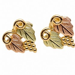 10K Black Hills Gold Post Earrings w Grape Cluster