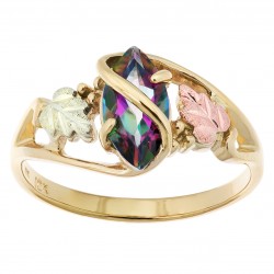 Coleman Black Hills Gold Ring w/ Marquise Shaped Mystic Fire Topaz Gemstone