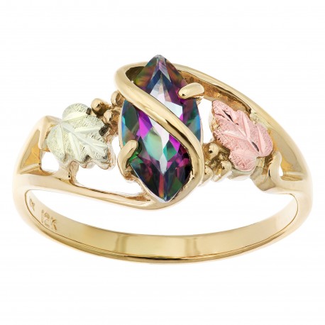 Coleman Black Hills Gold Ring w/ Marquise Shaped Mystic Fire Topaz Gemstone