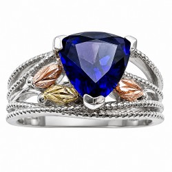 Size 9 Landstroms Sterling Silver Ring w Lab Created Sapphire