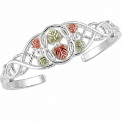 Black Hills Gold on Sterling Silver Tri-color Cuff Bracelet
