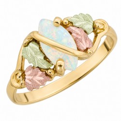 Beautiful 10K Black Hills Gold Woman Ring with Synthetic Opal