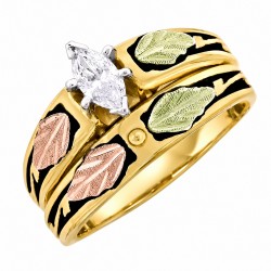 10K Black Hills Gold Antiqued Engagement Ring Set with Diamond