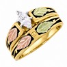 10K Black Hills Gold Antiqued Engagement Ring Set with Diamond
