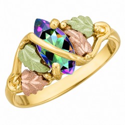 10K Black Hills Gold Ladies Ring with Marquise Mystic Topaz