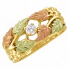 Beautiful 10K Black Hills Gold Ladies Diamond Ring w Leaves