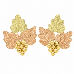 Small 10K Black Hills Gold Leaves Earrings with Grape Cluster
