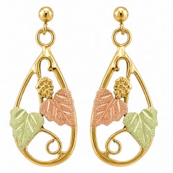 10K Black Hills Gold Dangle Earrings w Grape Cluster