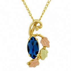 10K Black Hills Gold Pendant with Dark Blue Topaz