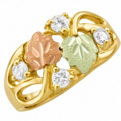 10K Black Hills Gold Ladies Ring w Four Cubic Zirconium