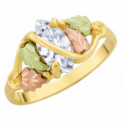 10K Black Hills Gold Ladies Ring with Marquise Cubic Zirconium