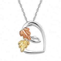 Landstroms Sterling Silver Heart Pendant w Two 12K Gold Leaves