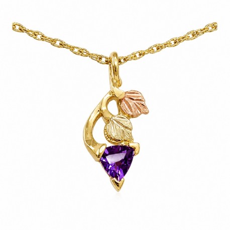 Small 10K Black Hills Gold Pendant w Amethyst