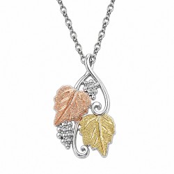 BEAUTIFUL BLACK HILLS STERLING SILVER GRAPE AND LEAVES LADIES PENDANT NECKLACE