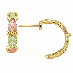 10K Black Hills Gold Half Hoop Earrings w Leaves