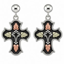 Black Hills Antiqued Sterling Silver Cross Earrings