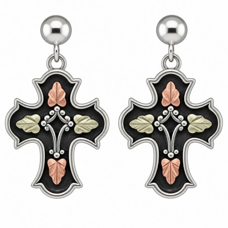 Black Hills Antiqued Sterling Silver Cross Earrings