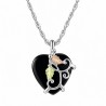 BLACK HILLS GOLD STERLING SILVER ONYX HEART PENDANT NECKLACE HEART