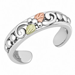 Landstrom's® Black Hills Sterling Silver Adjustable Toe Ring w Two Leaves